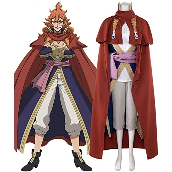 Black Clover Mereoleona Vermillion Cosplay Costume Women's Knight Uniform Blue Jacket with Red Cloak