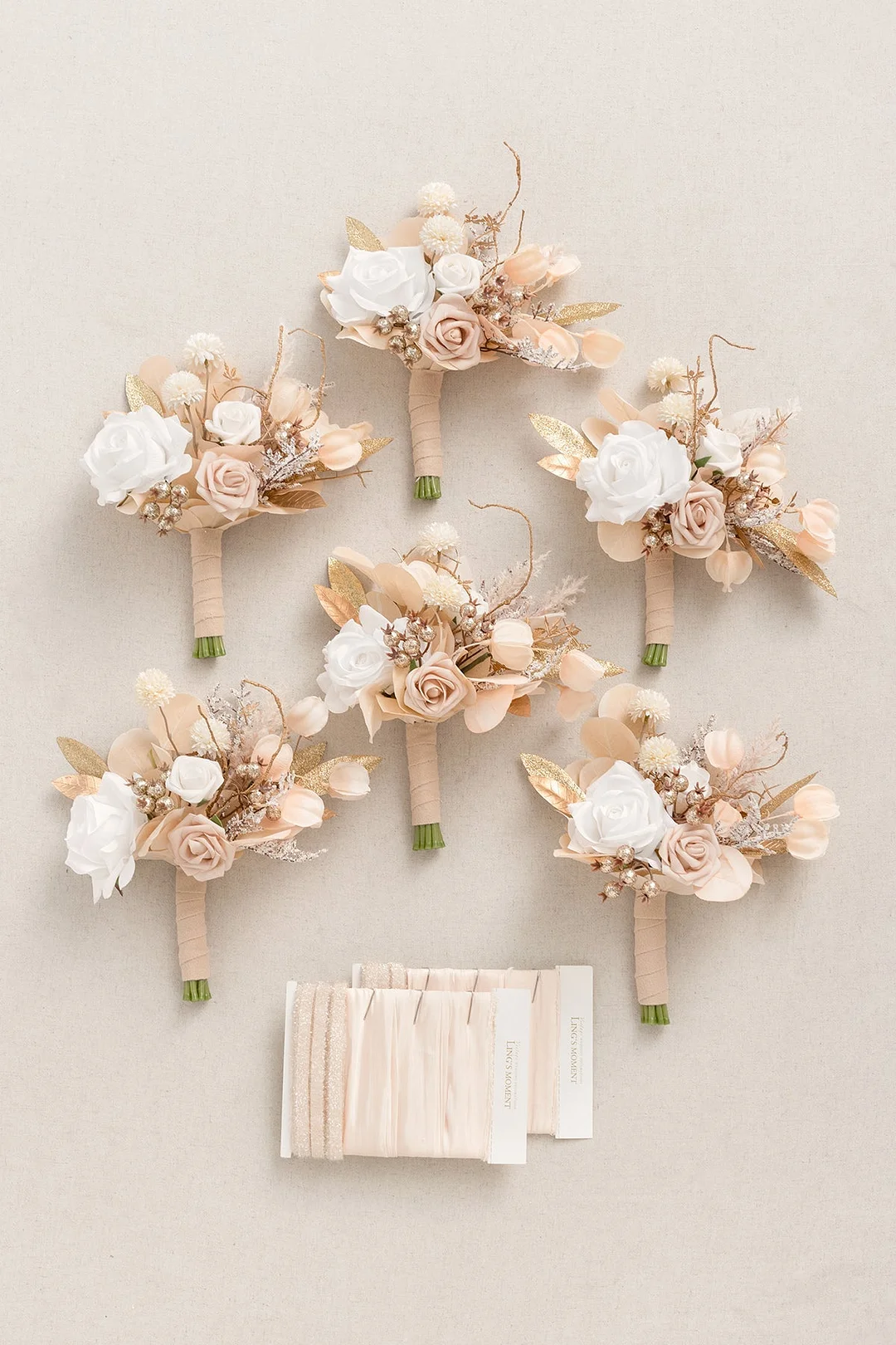 Bridesmaid Posy in White & Beige