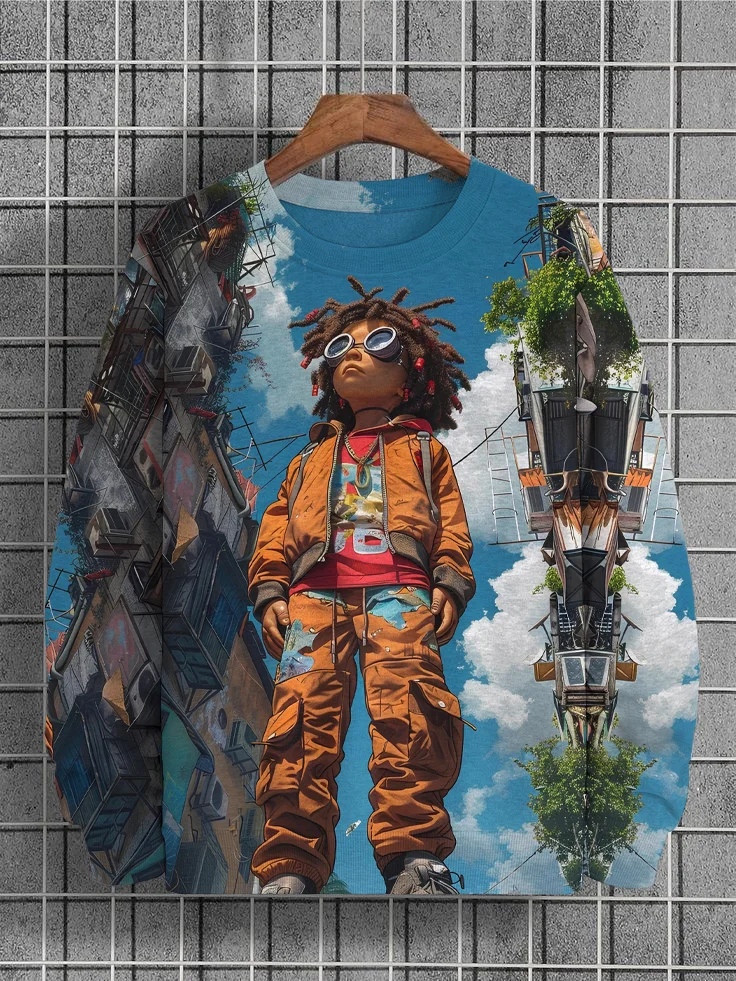 Men's Dreadlocks Boy Art Print Casual Sweatshirt