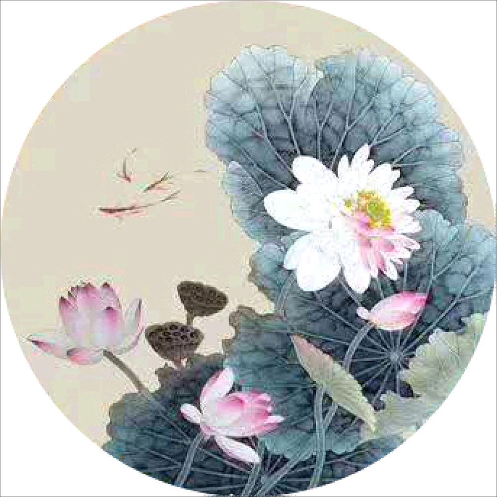

40x40cm Round Diamond Painting-Lotus, 501 Original