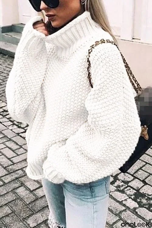 Fashion High Neck Long Sleeve Sweater