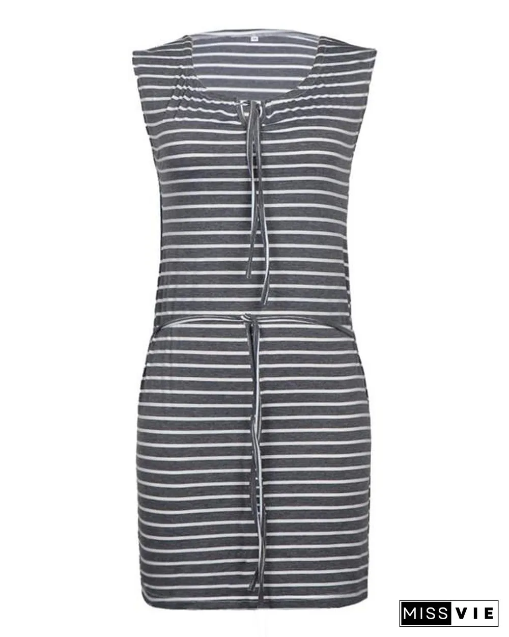Sleeveless Striped Women Summer Casual Holiday Mini Dress