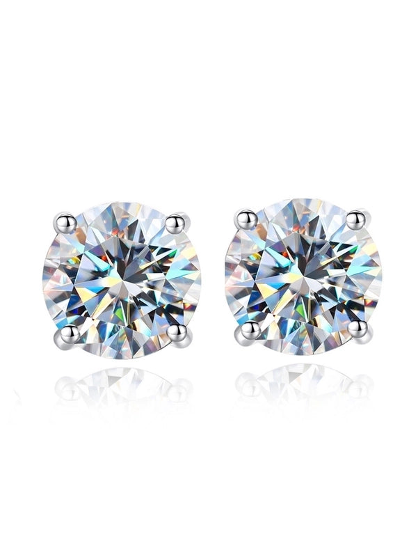 1 Pair 925 Sterling Silver Moissanite Geometric Ear Studs