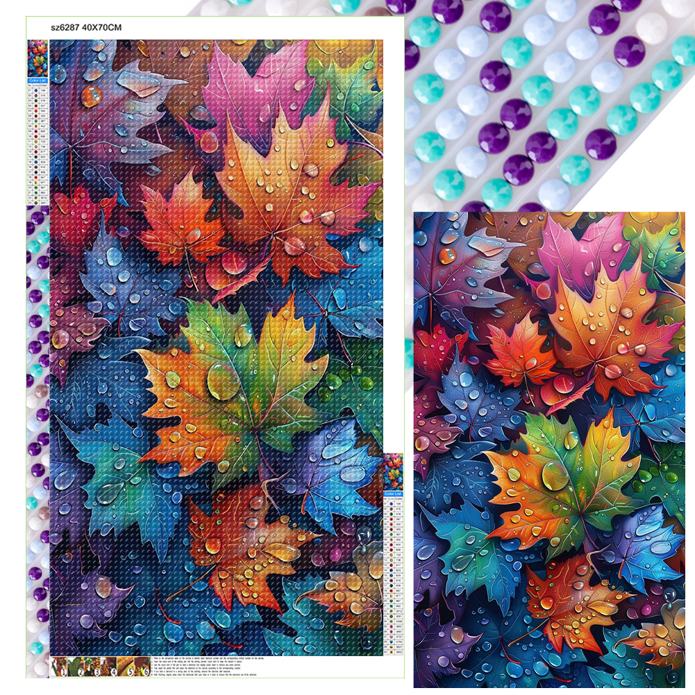 Colored Maple Leaves 40*70cm(canvas) full round drill diamond painting