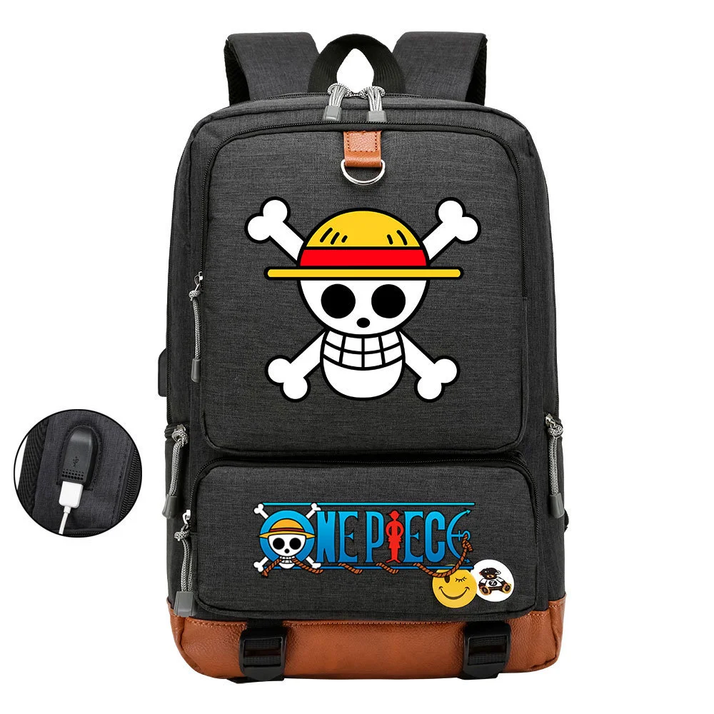 Buzzdaisy Anime-inspired One Piece Backpack with USB Charging Port and 15-inch Laptop Compartment - Perfect for School or Travel