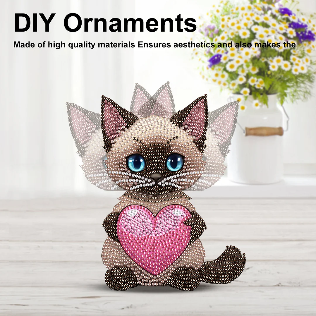 2D Flat DIY Cat Acrylic Shaking Head Diamond Painting Tabletop Ornaments Kit