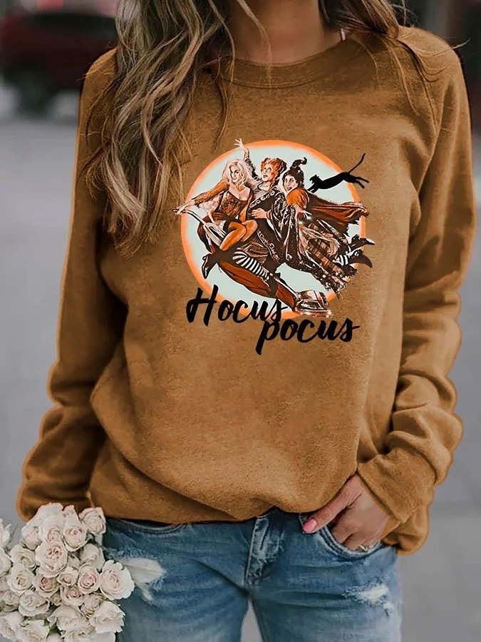 Halloween Letters Print Vintage Sweatshirt