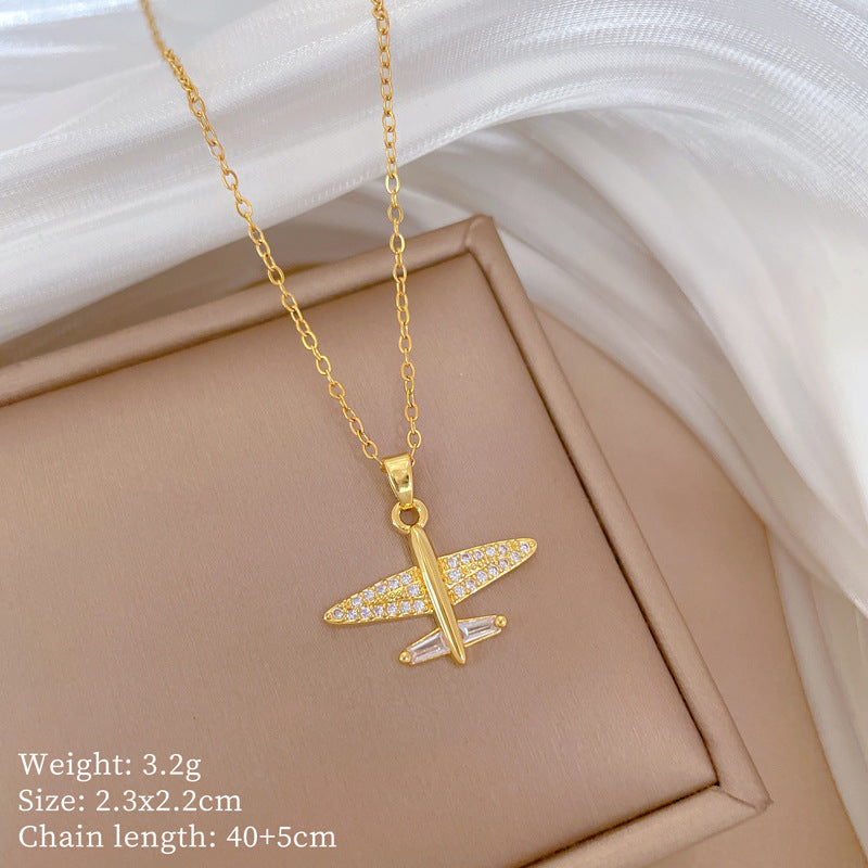 Copper Micro-Inlaid Necklace For Women Copper Micro-Inlaid Real Gold Electroplating Simple Ins Exquisite Clavicle Chain Neck Chain