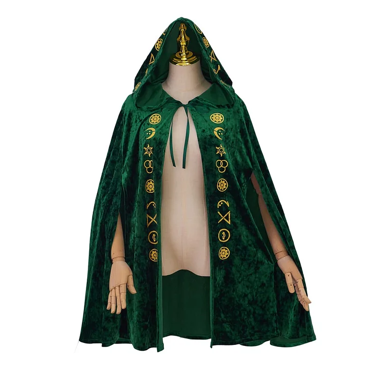Winifred Sanderson Cosplay Costume Cloak Green Velvet Hooded Cape Halloween Props