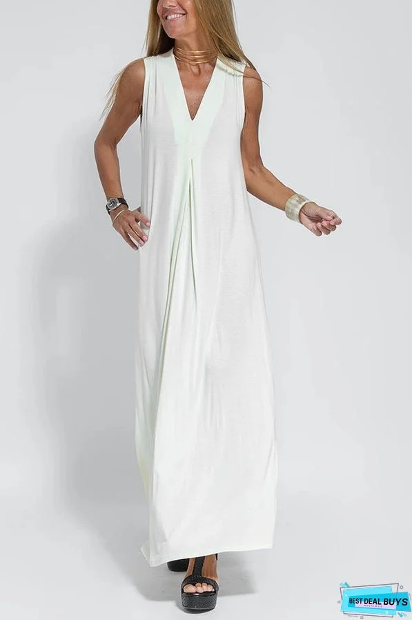Elegant Is Eternal Knit Solid Color Sleeveless Slit Maxi Dress
