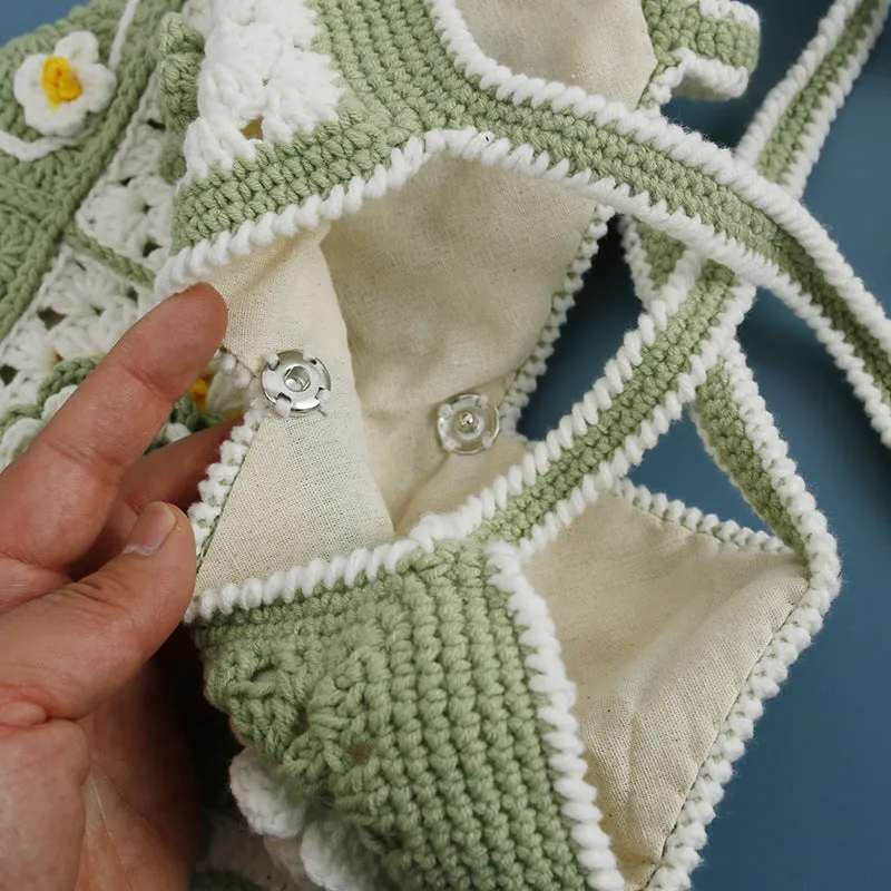 Green Granny Crochet Square Shoulder Bag