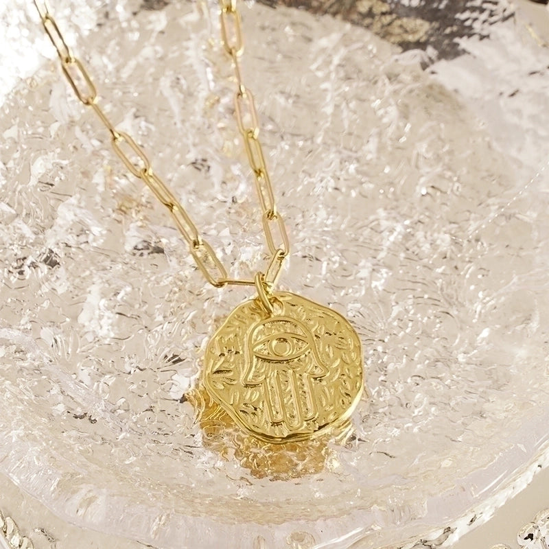 304 Stainless Steel 18K Gold Plated Vintage Style Plating  Pendant Necklace