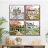 4pcs Cross Stitch - 14CT Stamped - Hut One Two Three Four (16*16cm)、[Everydayedeals]