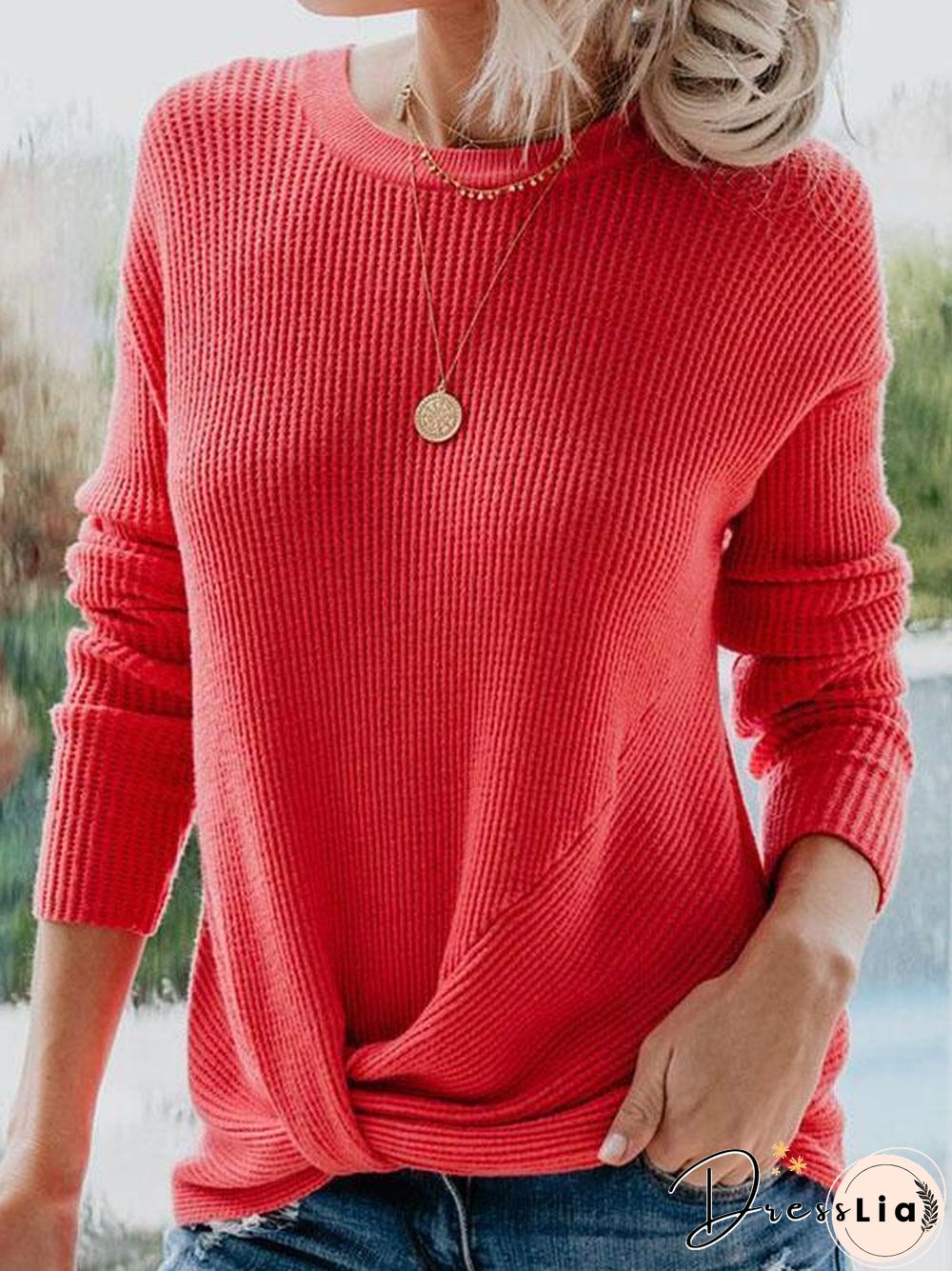 Round Neck Asymmetrical Sweater