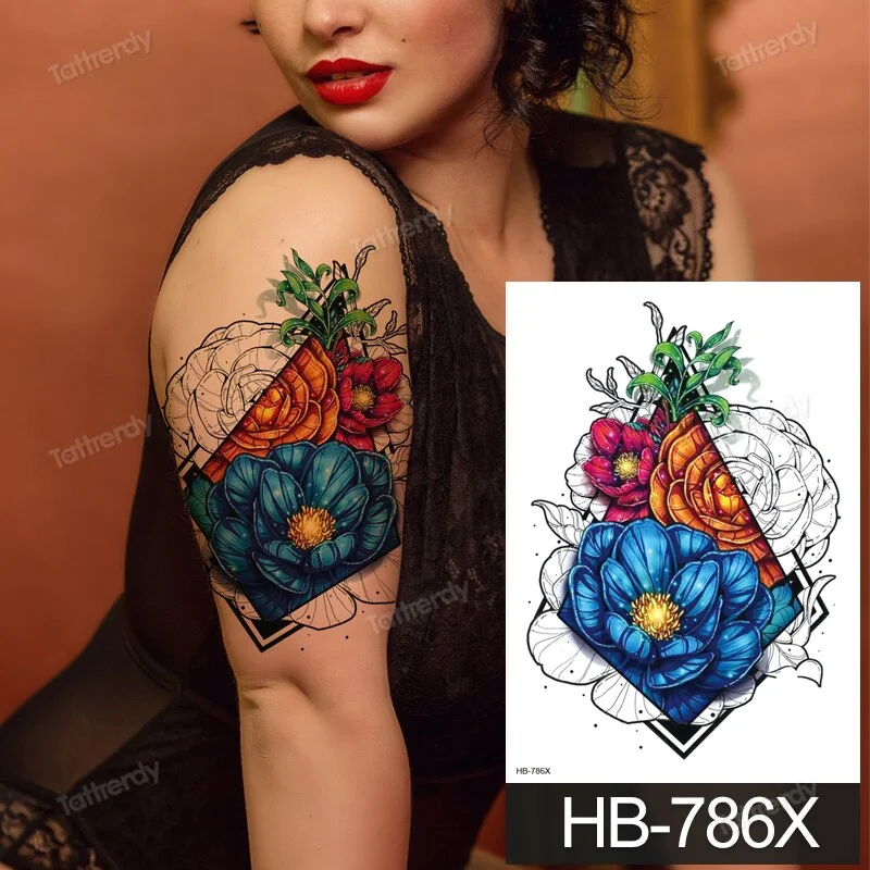 big tattoo anime tiger lion king head thigh leg temporary tattoo for women girls beauty sexy body art sticker tattoos waterproof