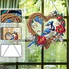 (US Local)DIY Double Sided Special Shaped Wreath Blue Bird Diamond Painting Hanging Decor