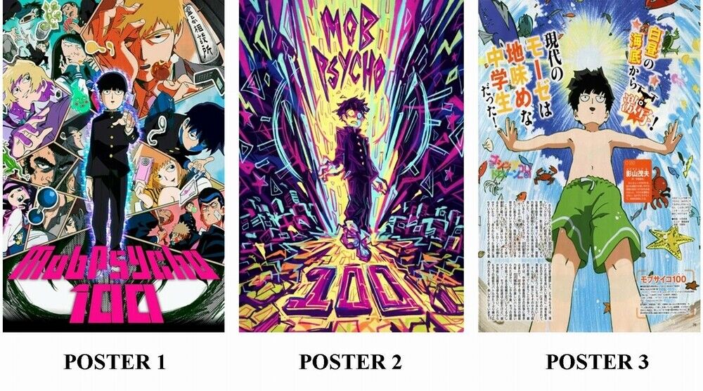 MOB PSYCHO 100 - ANIME - 3 Photo Poster painting POSTERS - QUALITY INSERTS PERFECT FOR FRAMING