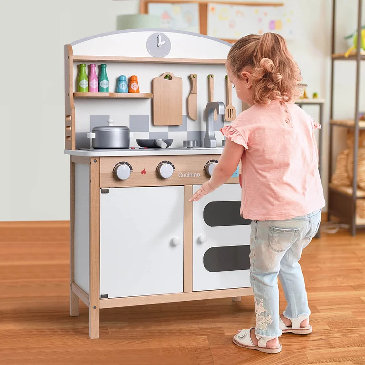 Robud Wooden Kitchen Pretend Play Set with Accessories for kids & toddler  WCF14