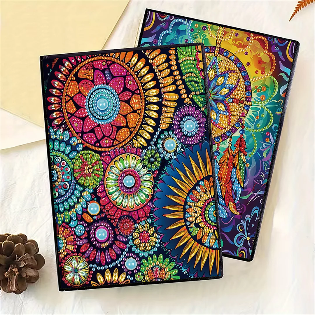 2pcs Patterns Partial DIY 50 Pages A5 Diamond Painting Notebook for Study Home