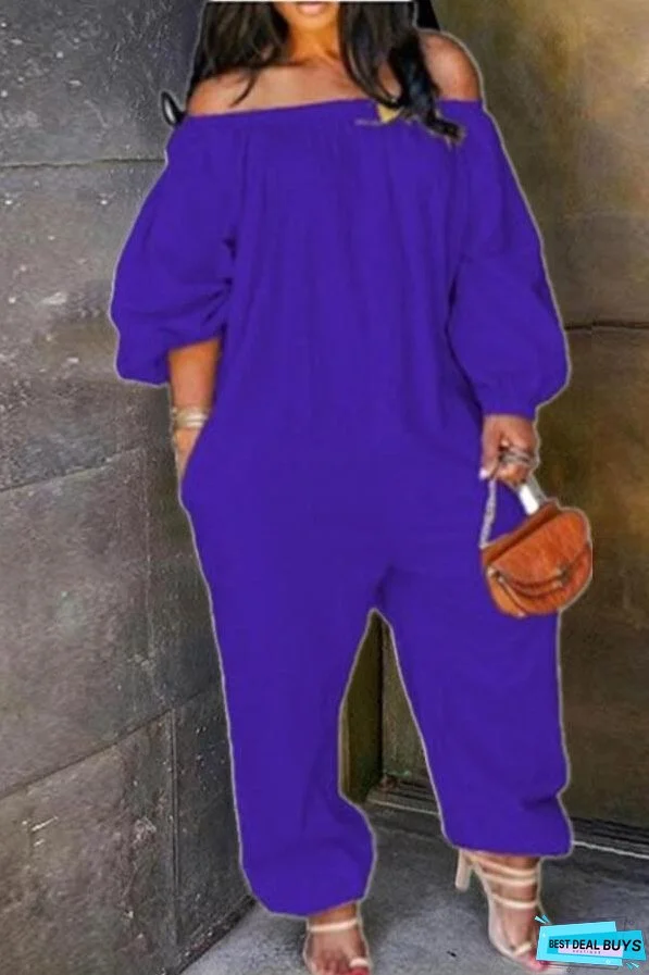 Casual Off The Shoulder Solid Color Jumpsuit