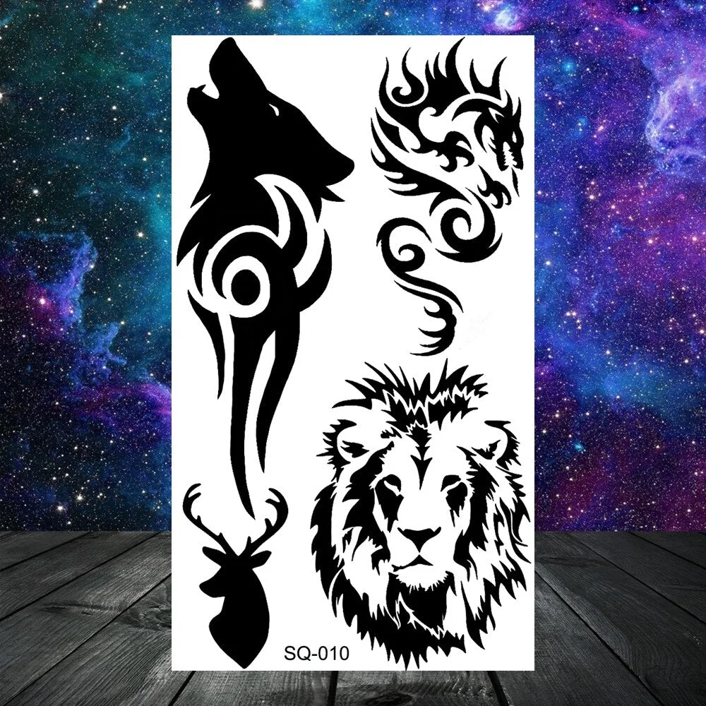Realistic Tiger Lion Cross Temporary Tattoos For Women Adult Men Scorpion Wolf Dragon Fake Tattoo Neck Arm Hands Small Tatoos
