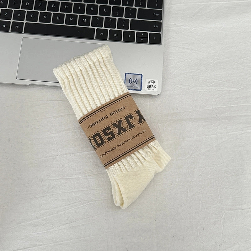 Unisex Sports Solid Color Cotton Crew Socks A Pair