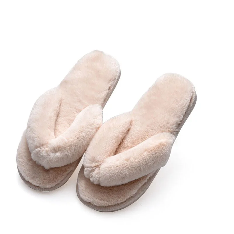 Fashion Fur Women Home Slippers Autumn Winter Warm Flat Ladies Shoes Slip on Plush Women Flip Flops Slides