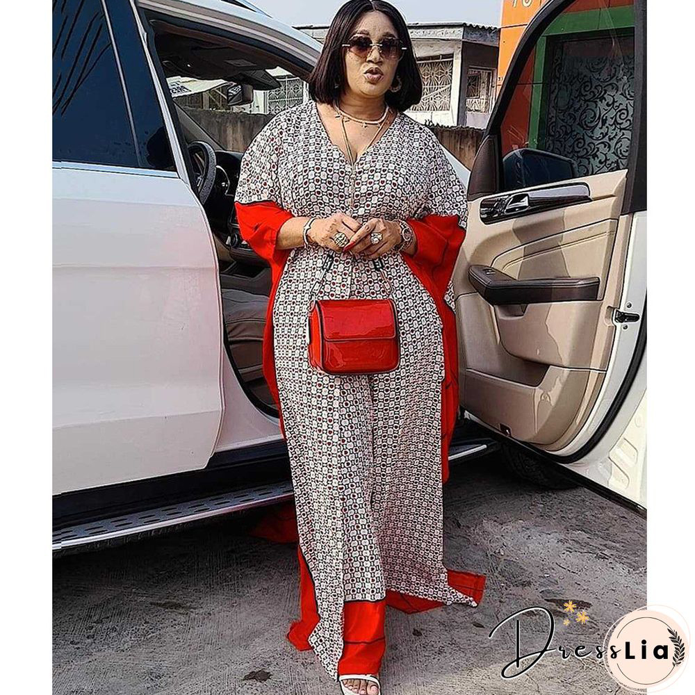 Summer African ClothesFor Women Two Piece Set Dashiki Fashion Long Dress Sets Pants Suits Outfits Party Dresses Plus Size