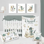 Dragon Crib Bedding, Fairy store Tale Nursery Decor, Neutral Bedding Set, Dragon Crib Sheet, Dragon Nursery, Personalized Baby Quilt