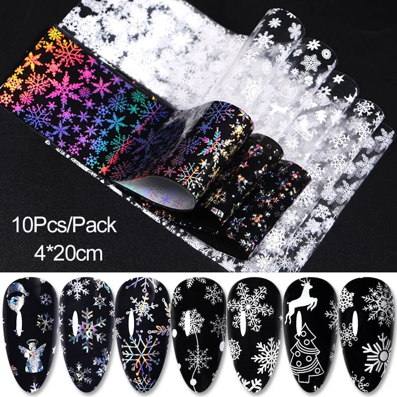 Christmas Of Foil Nail Art Stickers Set With Marble Flower Gilding Pattern Nail Transfer Decals Decorations Nail Accessories
