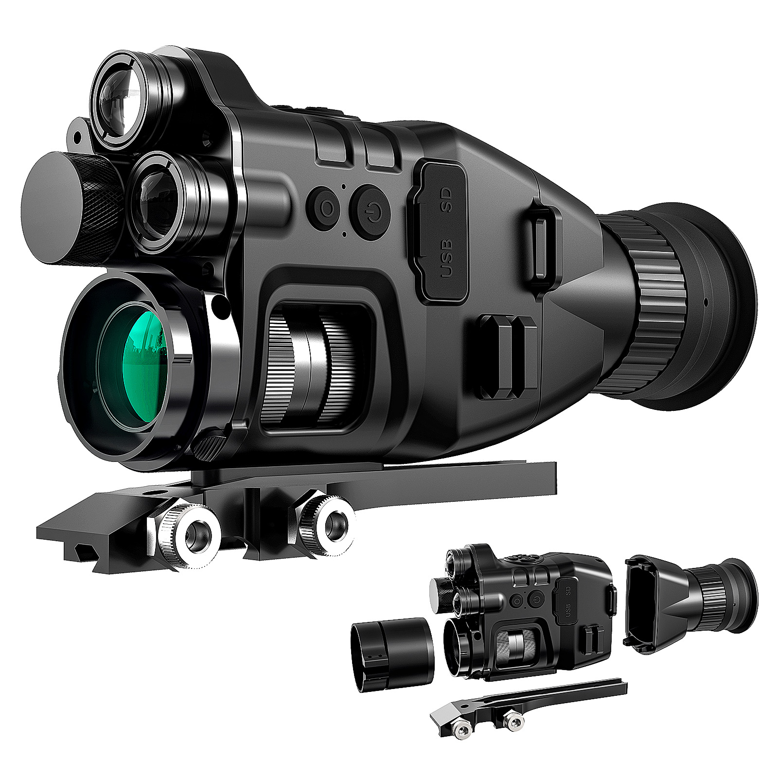 BekinTek WiFi Sync Night Vision Monocular Infrared Digital NVG Goggles Optical Zoom Rechargeable Binoculars IR Telescope Scope Full Dark Observing 24x Zoom 1080P Video Laser Positioning Support Crosshairs