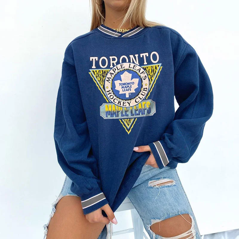  Vintage Hockey Print Women's Pullover Sweatshirt