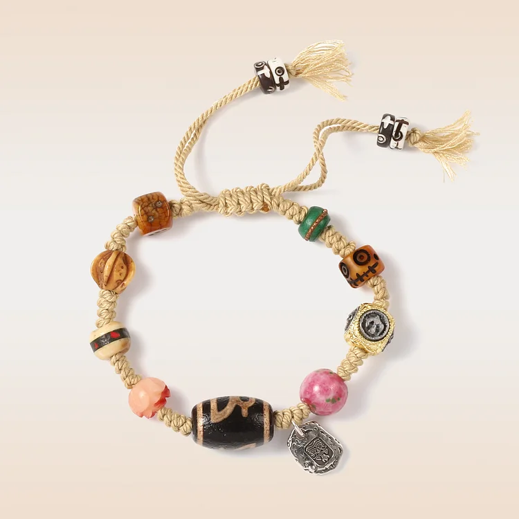 Zashi Lhamo Dzi Bead Braided Bracelet