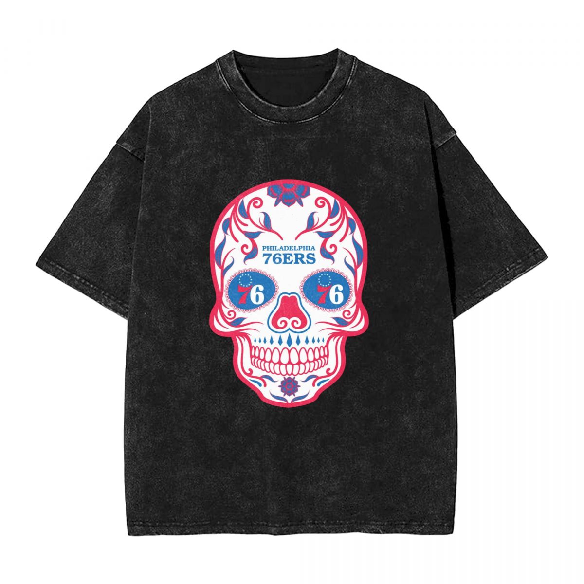 Philadelphia 76ers Skull Men's Oversized Streetwear Tee Shirts