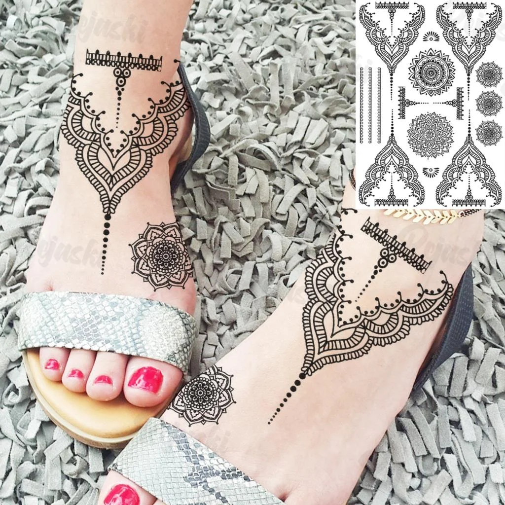 Sdrawing Elephant Pendant Temporary Tattoos For Women Men Lion Butterfly Snake Feather Fake Tattoo Sticker Glamour Back Body Tatoos