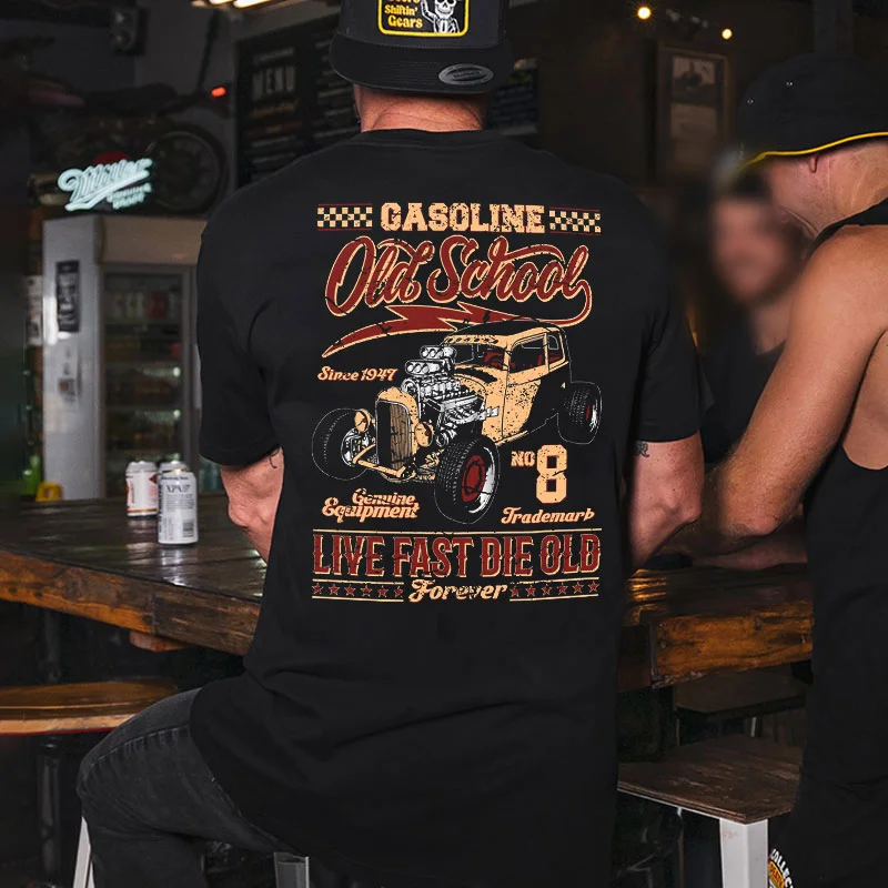 GASOLINE OLD SCHOOL Classic Car Print Men's T-shirt