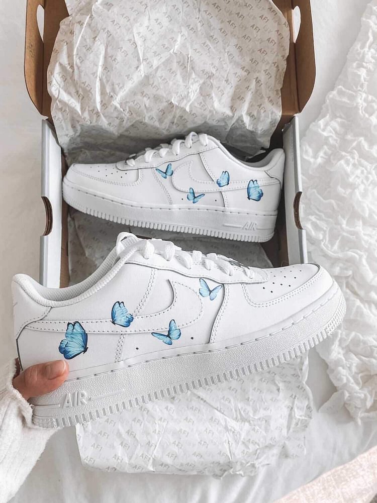 blue butterfly nike air force 1