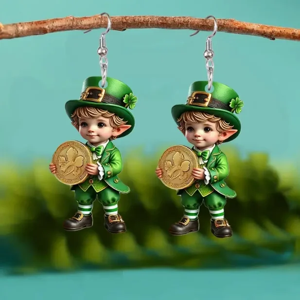 Cartoon Gold Coin Little Boy Earrings