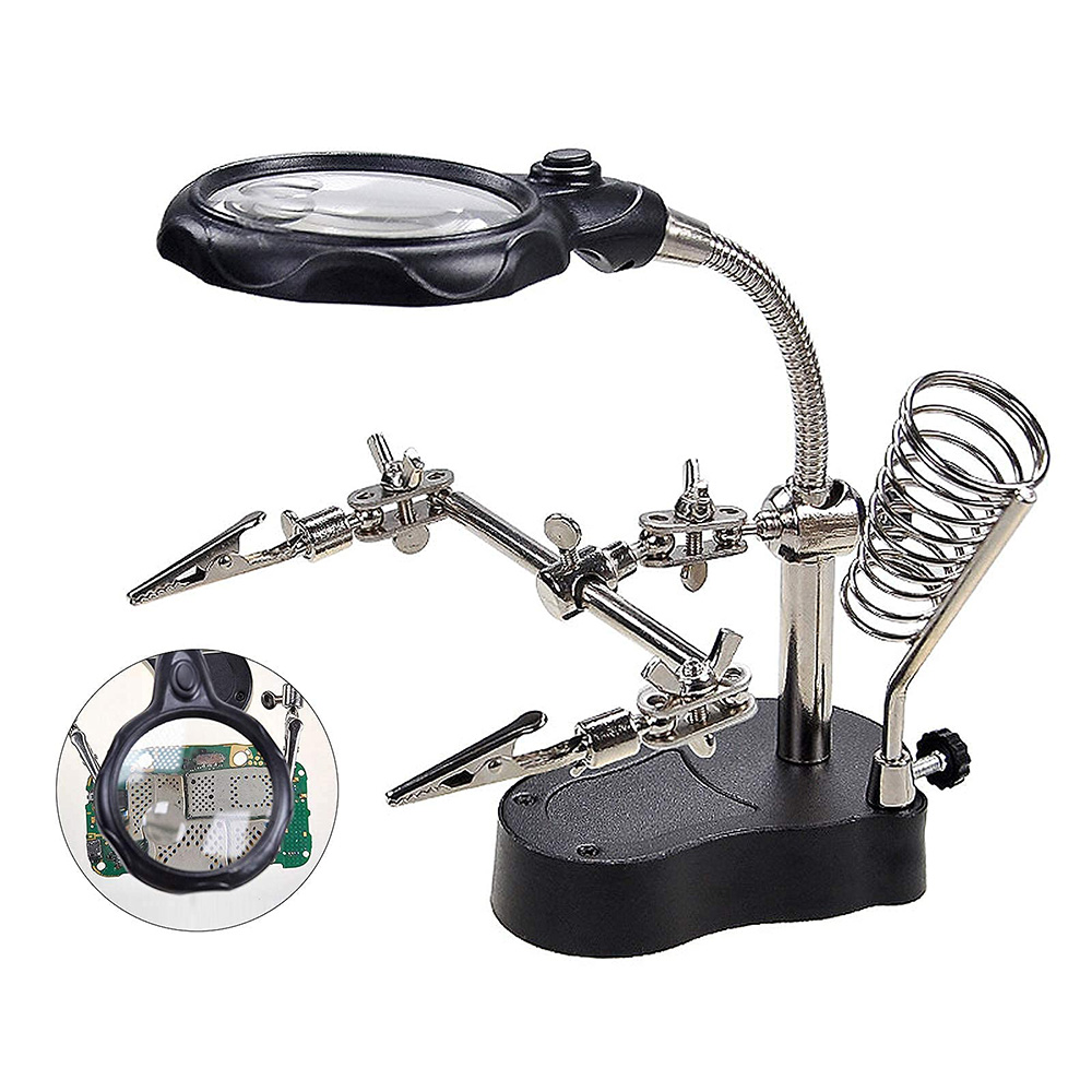 Likron Watches 35X 12X LED Soldering Helping Hands Station with Magnifier