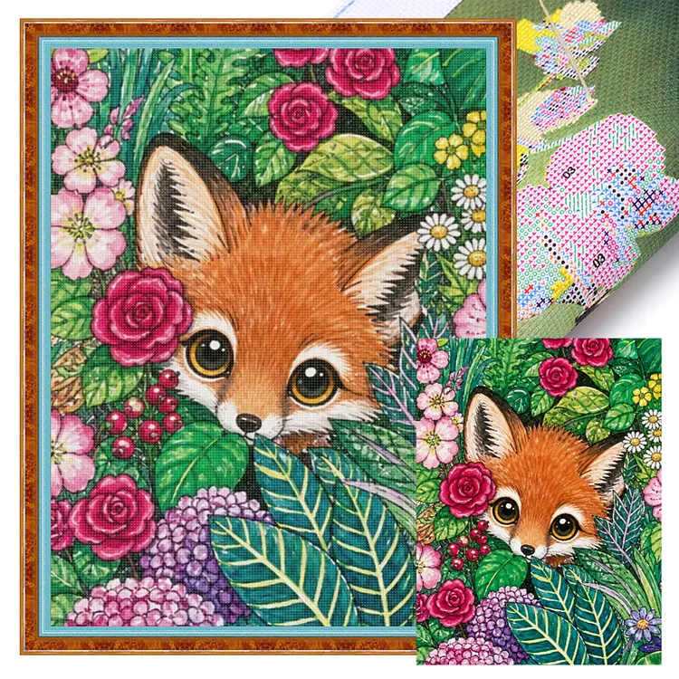 【Huacan Brand】Tropical Jungle Fox 30*40cm 14CT Stamped Canvas Cross Stitch gbfke