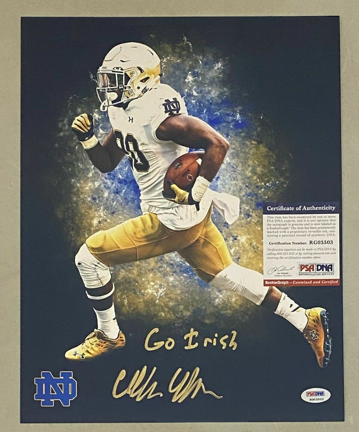 CJ Prosise signed Notre Dame Irish Football 11x14 Photo Poster painting autographed PSA COA