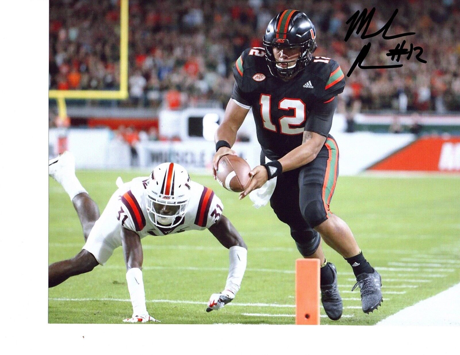 Malik Rosier Miami Hurricanes Signed autographed 8x10 football Photo Poster painting The U