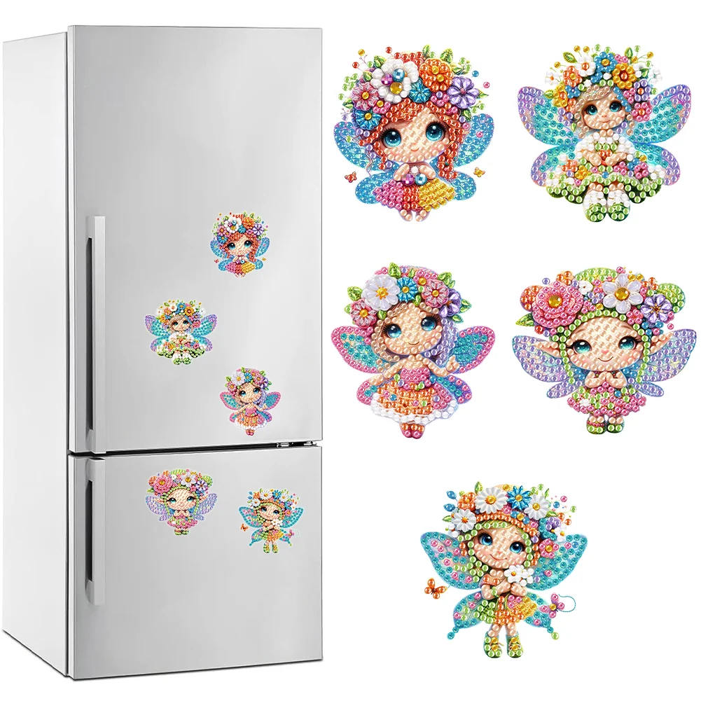 5PCS Cute Elf Special Shape Diamond Painting Magnets Refrigerator