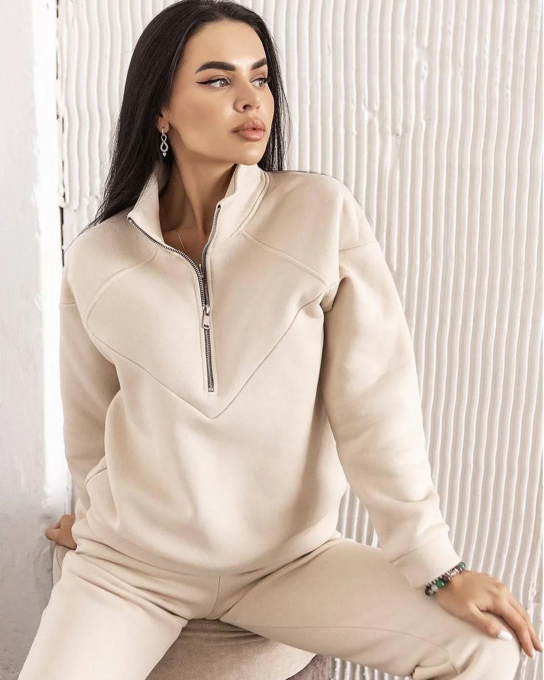 Nigikala Nigikala And Autumn 2023 Fashion Casual Hoodie Two Sets Of Long-Sleeved Solid Color Grip Velvet Feet Leisure Suit