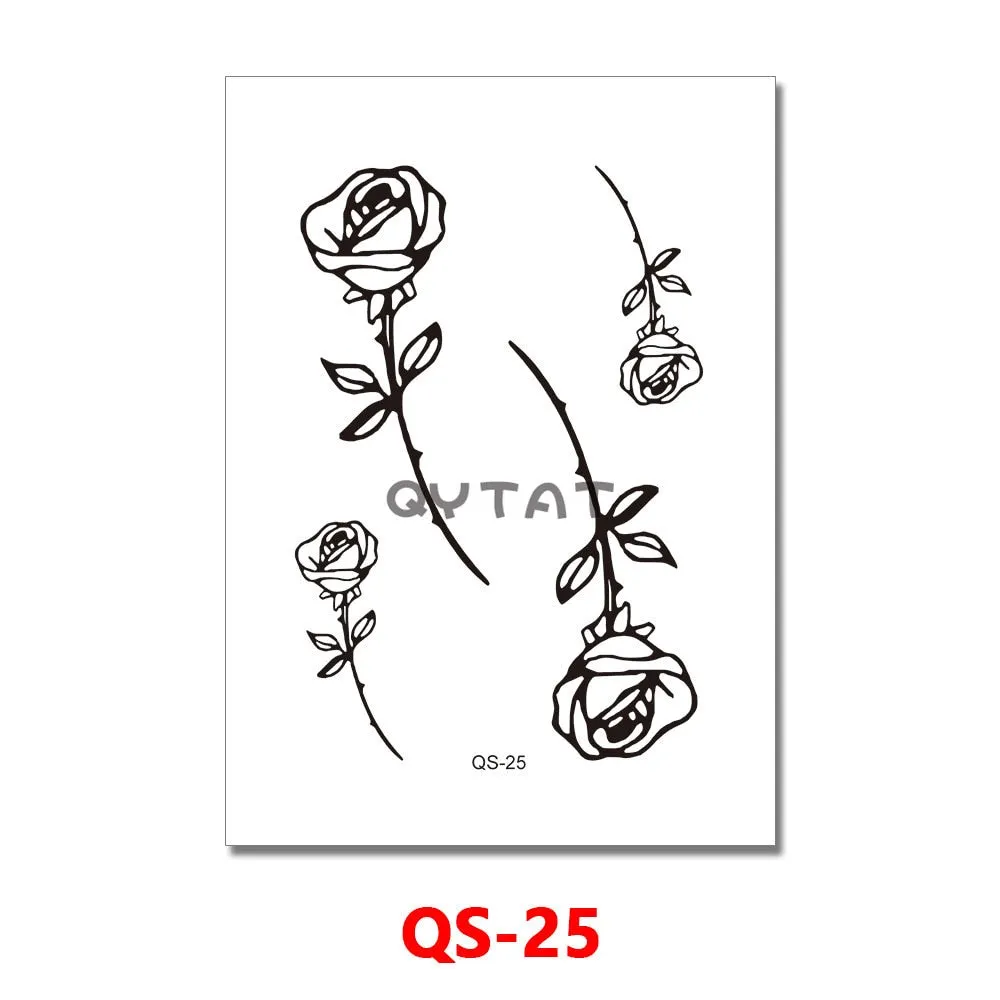 Waterproof Temporary Tattoo Femme Sticker Folower Rose Letter Fake Tatto Hand Back Tatoo Stickers Women Men Body Art Ogreish