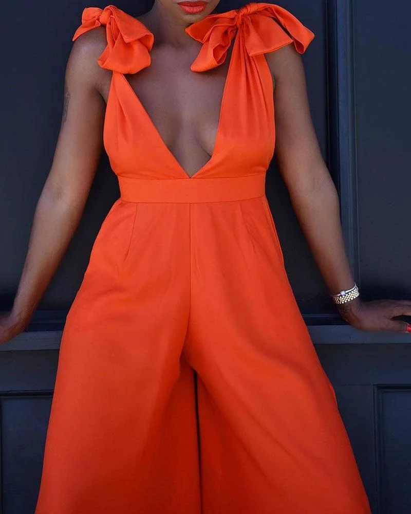 Solid Color Loose Wide-leg Jumpsuit