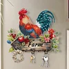 Diamond Painting Wooden Farm Rooster Hooks Rail for Home Decor