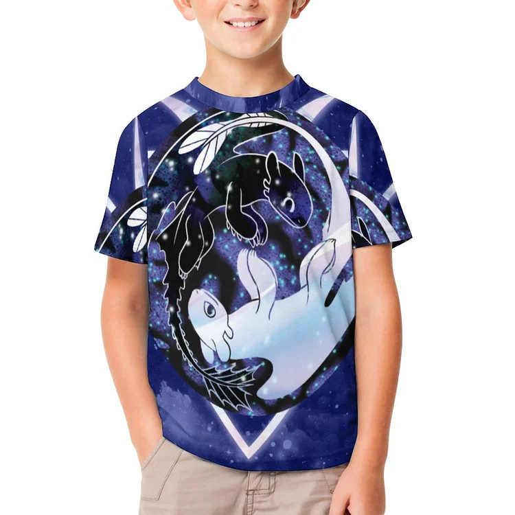 The Hidden World Night Light Fury Icon Round Boys Girls Summer Tshirt 3D Print Youth T-Shirt Kids O Neck Tee Tops - Heather Prints Shirts