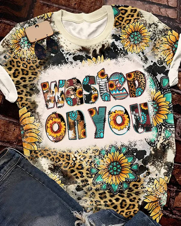 Wasted On You Sunflower Print T-Shirt