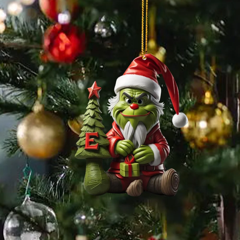 Christmas Acrylic Grinch Xmas Tree Hanging Ornament Hanging Green Monster Decor